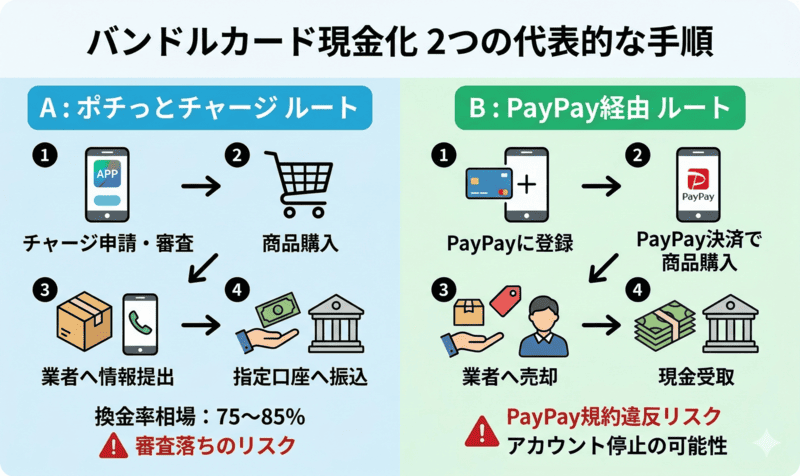 バンドルカード現金化の手順：ポチっとチャージ・PayPay経由を解説