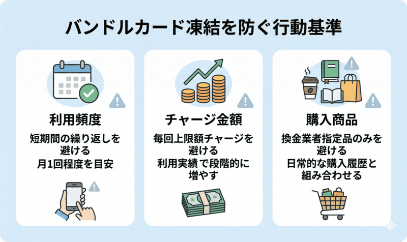 バンドルカード現金化で凍結を防ぐ行動基準と悪質業者の見分け方