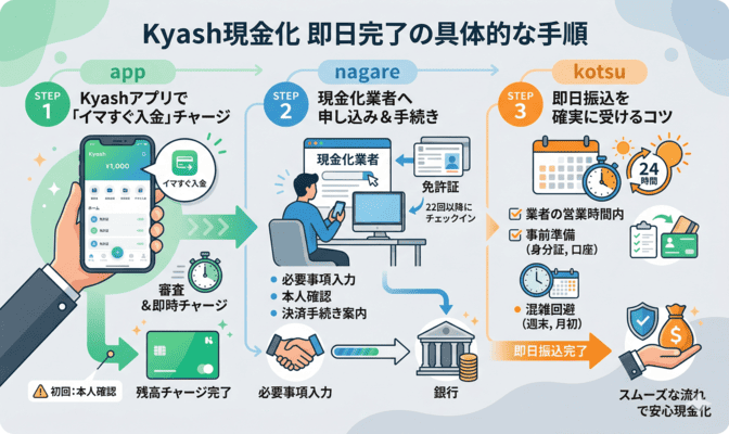 Kyash現金化を即日で完了させる具体的な手順
