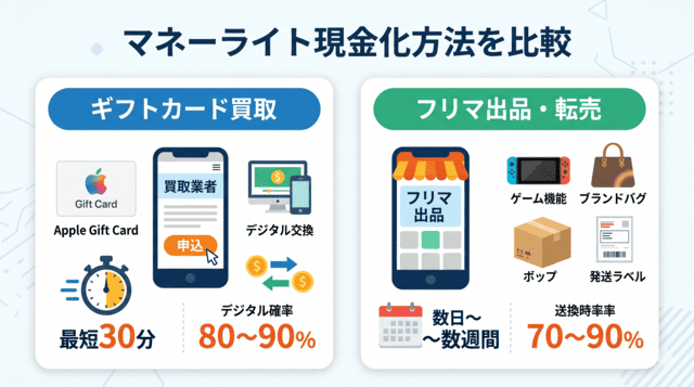 PayPayマネーライトを現金化する方法と裏技を比較