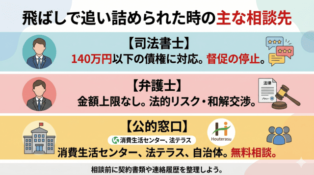 先払い買取の飛ばしで追い詰められた時の相談先