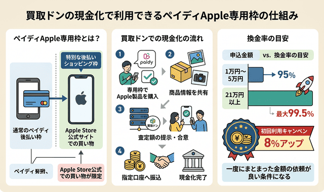 買取ドンの現金化で利用できるペイディApple専用枠の仕組み