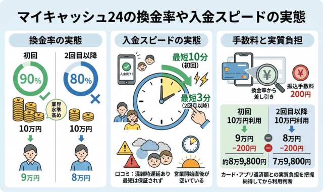 マイキャッシュ24の換金率や入金スピードの実態