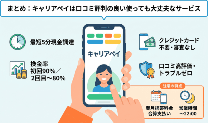 まとめ：キャリアペイは口コミ評判の良い使っても大丈夫なサービス