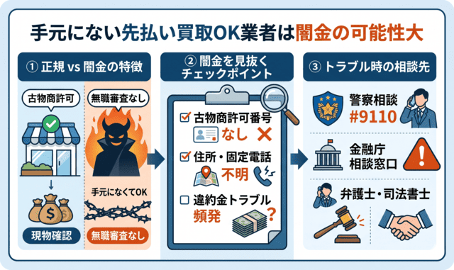 手元にない先払い買取OK業者は闇金の可能性大