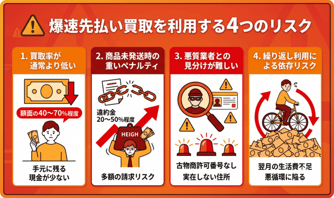 爆速系の先払い買取を利用するデメリット