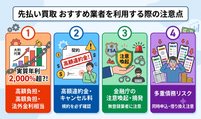 先払い買取のおすすめ業者を利用する際の注意点