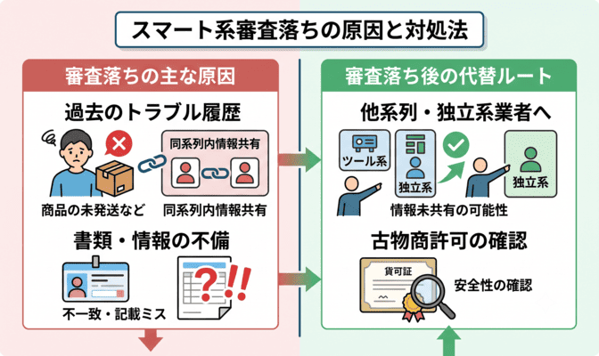 先払い買取スマート系で審査落ちした場合の対処法
