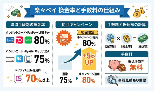 楽々ペイの換金率と手数料の仕組みを解説