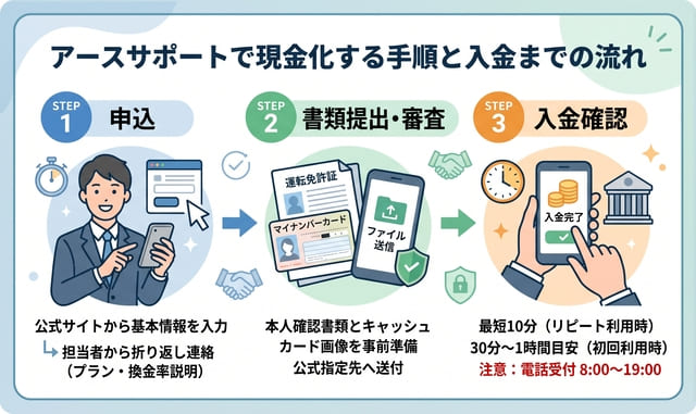 アースサポートで現金化する手順と入金までの流れ