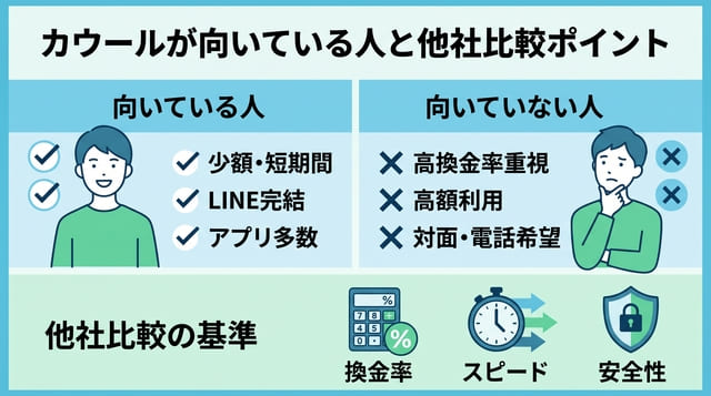 カウールが向いている人と他社との比較ポイント