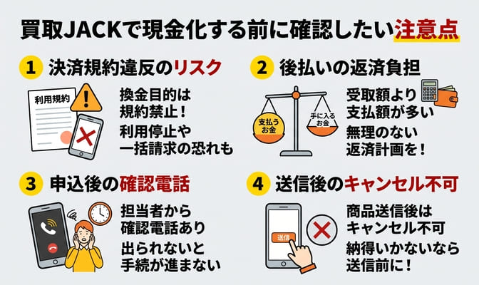 買取JACKで現金化する前に確認したい注意点